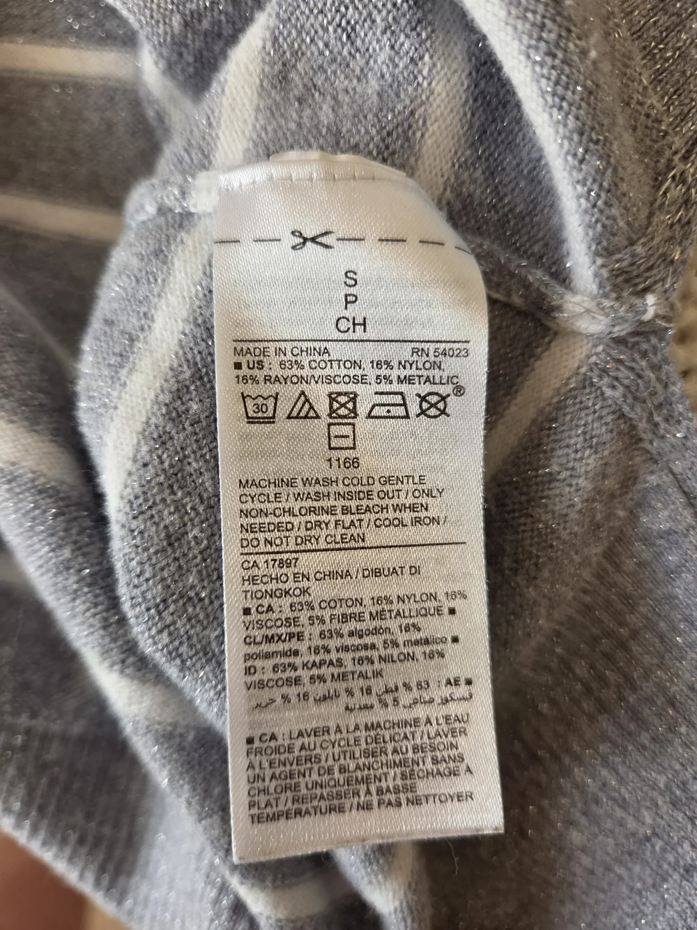 Old Navy Small Gray Silver Metallic Striped Crewneck Sweater